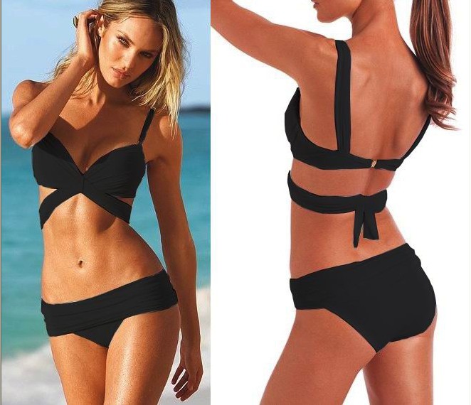 F4194-2 Black Draped Push-Up Bikini